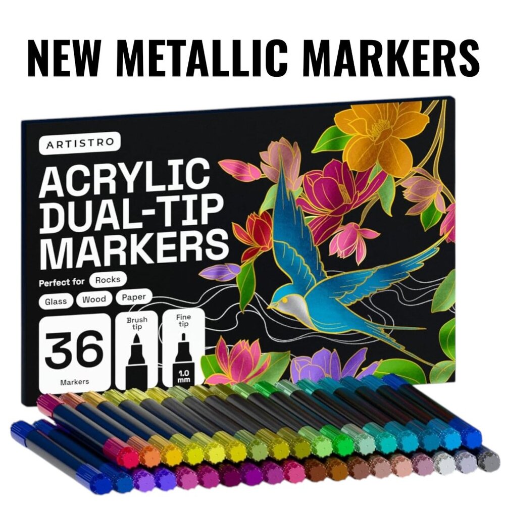 NEW Art Supplies Brush Metallic Markers Pens for Adult Coloring Books School 36